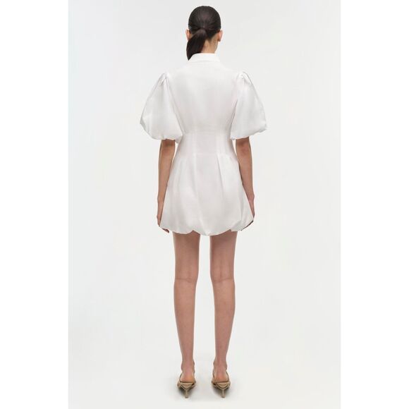 NWT Simkhai Cleo Balloon Pintuck Cotton Poplin Mini Dress White Size US 10 $345 - Picture 3 of 11